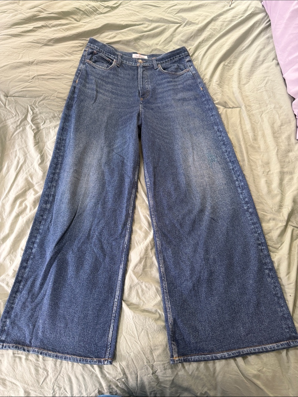 rag & bone Wide Leg Flare Jeans in Dark Blue Denim
